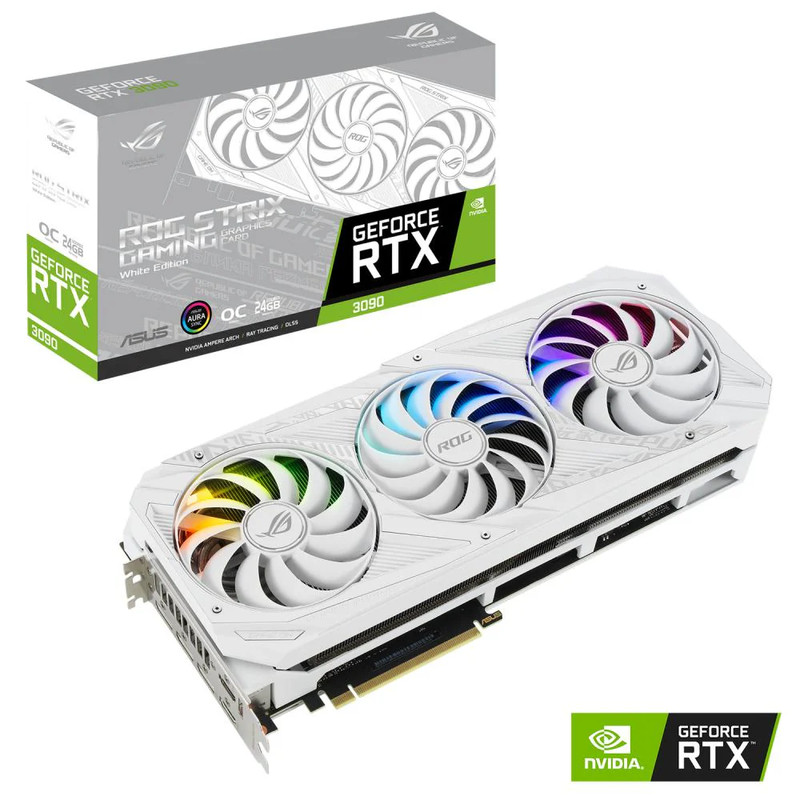 Asus GeForce RTX 3090 ROG Strix OC 24GB Graphics Card - White Edition - كرت الشاشة